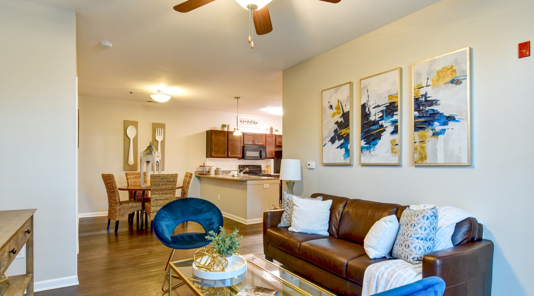Unwind in your North Fort Wayne apartment Styled living and dining room